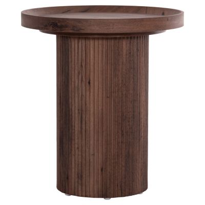 SIDE TABLE MARGON HM18027 MDF IN DARK BROWN WOOD COLOR Φ45x50,5Hcm.