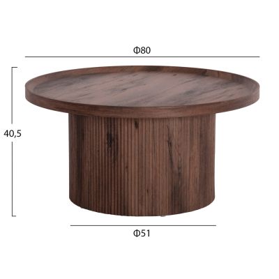 COFFEE TABLE MARGON HM18026 MDF IN DARK BROWN WOOD COLOR Φ80x40,5Hcm.