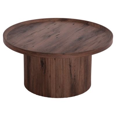 COFFEE TABLE MARGON HM18026 MDF IN DARK BROWN WOOD COLOR Φ80x40,5Hcm.