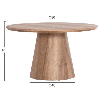 COFFEE TABLE KARAN HM18028 MDF IN NATURAL WOOD COLOR Φ80x45,5Hcm.