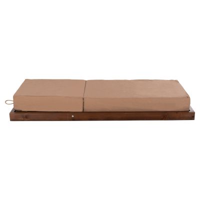 BEACH LOUNGER LOW IKARIA HM10622.04 PINE WOOD IN WALNUT COLOR-MOCHA TEXTILENE-CUSHION 20cm THICK
