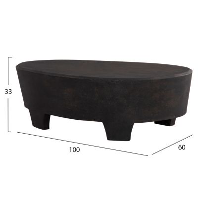 COFFEE TABLE OVAL SERIES SANTORINI FB918066 MDF IN BLACK COLOR 100x60x33Hcm.