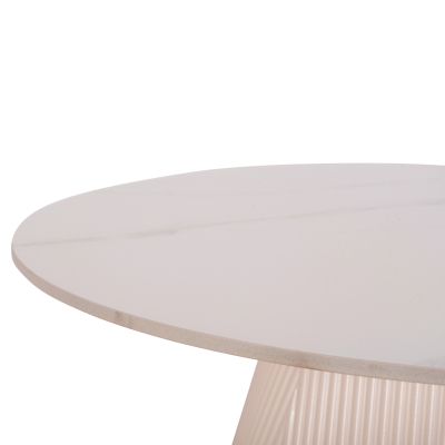 COFFEE TABLE DUNCAN HM18022.02 CERAMIC TOP-MDF BASE-CREAM WHITE Φ80x41Hcm.