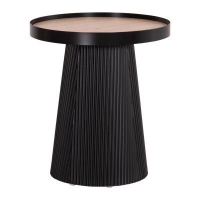 SIDE TABLE DENTON HM18023.01 MDF TOP IN NATURAL WOOD COLOR-BLACK BASE Φ45x51,5Hcm.