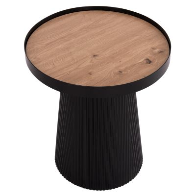 SIDE TABLE DENTON HM18023.01 MDF TOP IN NATURAL WOOD COLOR-BLACK BASE Φ45x51,5Hcm.