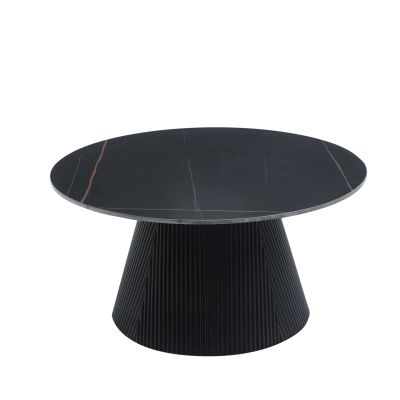 COFFEE TABLE DUNCAN HM18022.01 CERAMIC TOP-MDF BASE-BLACK Φ80x41Hcm.