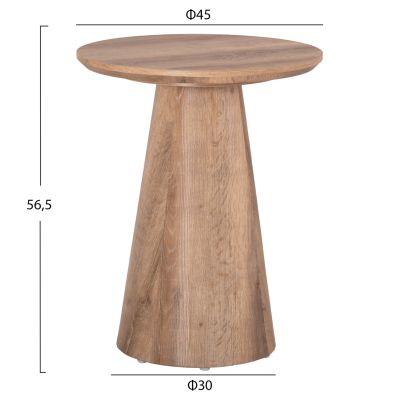 SIDE TABLE KARAN HM18029 MDF IN NATURAL WOOD COLOR Φ45x56,5Hcm