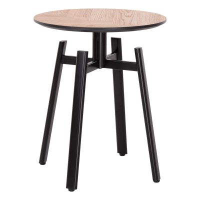 SIDE TABLE NORTON HM18036.03 METAL LEGS BLACK-MDF TOP SONAMA Φ45x55,5Hcm.