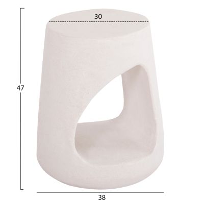 ROUND STOOL SERIES SANTORINI HM18056 POLYRESIN IN OFF-WHITE COLOR Φ38x46Hcm.