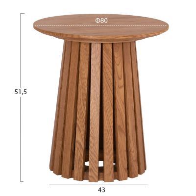 SIDE TABLE TALBERT HM18025 MDF IN NATURAL WOOD COLOR Φ45x50,5Hcm.