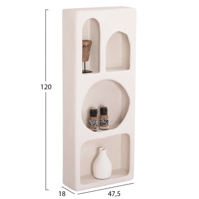 WALL RACK SERIES SANTORINI HM18069 MDF IN OFF-WHITE COLOR 47,5x18x120Hcm.