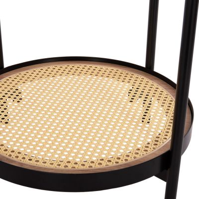 SIDE TABLE SEITZ HM18031 GLASS TOP-METAL-RATTAN IN NATURAL Φ50x55.5Hcm.