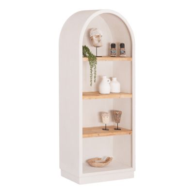 SHELVES RACK SERIES SANTORINI HM18044 MDF IN OFF-WHITE-SHELVES MADE OF FIR WOOD IN NATURAL COLOR 80x38x188.5Hcm.