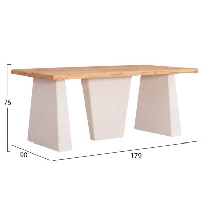 DINING TABLE SERIES SANTORINI HM18042 FIR WOOD TABLETOP-MDF LEGS IN OFF WHITE 180x90x75Hcm.