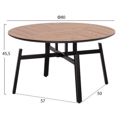 COFFEE TABLE SWIVELLING NORTON HM18035.03 METAL LEGS IN BLACK-MDF TOP IN SONAMA Φ80x45.5Hcm.