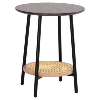 SIDE TABLE SEWELL HM18034 MDF IN ZEBRANO-METAL LEGS-RATTAN IN NATURAL Φ45x55Hcm.