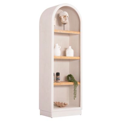 SHELF RACK SERIES SANTORINI HM18045 MDF IN OFF-WHITE-SHELVES MADE OF FIR WOOD IN NATURAL COLOR 60x38.5x179Hcm.