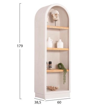 SHELF RACK SERIES SANTORINI HM18045 MDF IN OFF-WHITE-SHELVES MADE OF FIR WOOD IN NATURAL COLOR 60x38.5x179Hcm.