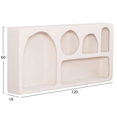 WALL SHELF SERIES SANTORINI HM18063.01 MDF IN OFF-WHITE 120x18x60Hcm.