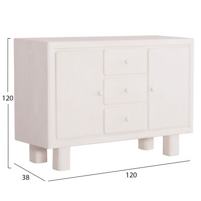 BUFFET SERIES SANTORINI HM18048 MDF IN OFF-WHITE COLOR-3 DRAWERS & 2 DOORS 120x38x80Hcm.