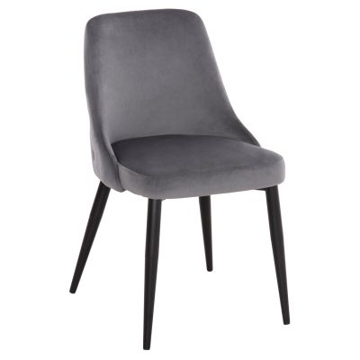 DINING CHAIR SERENITY HM8527.11 GREY VELVET-BLACK METALLIC LEGS 51x54x83,5Hcm.