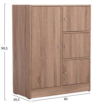 CABINET WITH 4 STORAGE SPACES MATIN HM2479.02 SONAMA OAK MELAMINE 80x39,5x99,5Hcm.