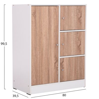 CABINET WITH 4 STORAGE SPACES MATIN HM2479.01 SONAMA OAK-WHITE MELAMINE 80x39,5x99,5Hcm.