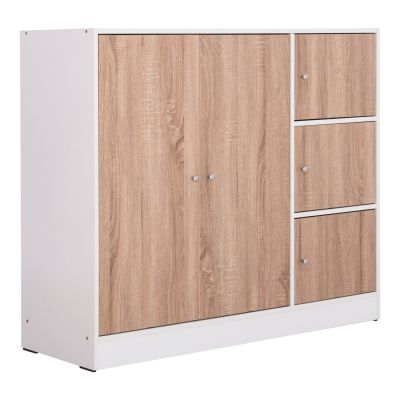 CABINET WITH 4 STORAGE SPACES MATIN HM2480.01 SONAMA OAK-WHITE MELAMINE 117x39,5x99,5Hcm.