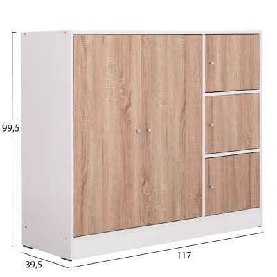 CABINET WITH 4 STORAGE SPACES MATIN HM2480.01 SONAMA OAK-WHITE MELAMINE 117x39,5x99,5Hcm.