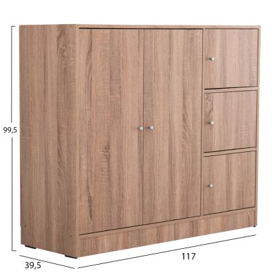 CABINET WITH 4 STORAGE SPACES MATIN HM2480.02 SONAMA OAK MELAMINE 117x39,5x99,5Hcm.