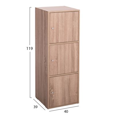 CABINET WITH 3 STORAGE SPACES SORIANO HM9939.11 SONAMA OAK MELAMINE 40x39x119Hcm.