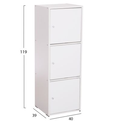 CABINET WITH 3 STORAGE SPACES SORIANO HM9939.01 WHITE MELAMINE 40x39x119Hcm.