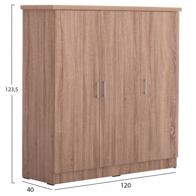 WARDROBE 3-LEAF WITH SHELVES FUENTO HM2482.01 MELAMINE IN SONAMA OAK 120-116x40x123.5Hcm