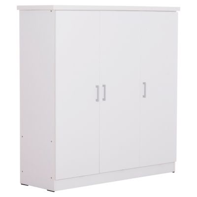 WARDROBE 3-LEAF WITH SHELVES FUENTO HM2482.02 MELAMINE IN WHITE 120-116x40x123.5Hcm