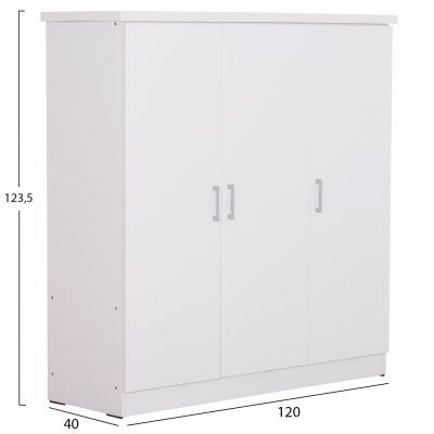 WARDROBE 3-LEAF WITH SHELVES FUENTO HM2482.02 MELAMINE IN WHITE 120-116x40x123.5Hcm