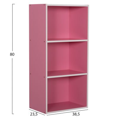 WALL SHELF RACK CUBICON HM9941.06 MELAMINE IN PINK-WHITE 38,5x23,5x80Hcm.