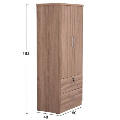 WARDROBE WITH DRAWERS REINA HM2484.11 MELAMINE IN SONAMA OAK 80x48x183Hcm.