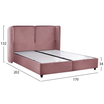 HM619.12 bed MARTINA, dusty pink velvet, storage space, 160x200