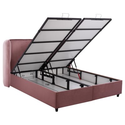 HM619.12 bed MARTINA, dusty pink velvet, storage space, 160x200