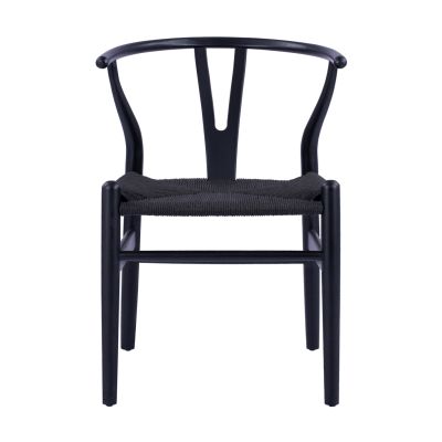 DINING CHAIR FB98695.02 BEECH WOOD IN BLACK-ROPE IN BLACK 56x52x76Hcm