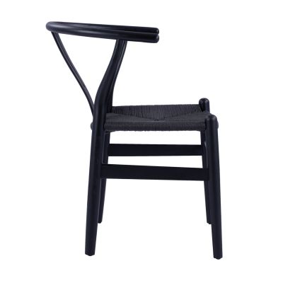 DINING CHAIR FB98695.02 BEECH WOOD IN BLACK-ROPE IN BLACK 56x52x76Hcm