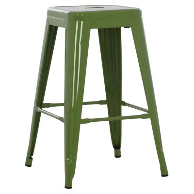 BAR STOOL MEDIUM HEIGHT MELITA HM8573.53 METAL IN LIGHT OLIVE GREEN 43x43x67Hcm.