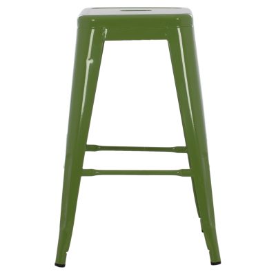 BAR STOOL MEDIUM HEIGHT MELITA HM8573.53 METAL IN LIGHT OLIVE GREEN 43x43x67Hcm.