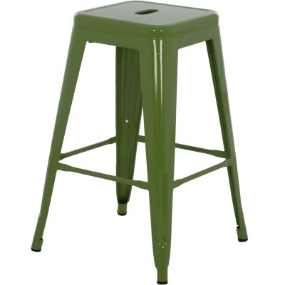 BAR STOOL MEDIUM HEIGHT MELITA HM8573.53 METAL IN LIGHT OLIVE GREEN 43x43x67Hcm.