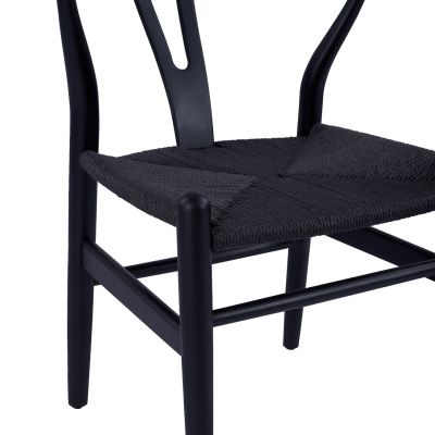 DINING CHAIR FB98695.02 BEECH WOOD IN BLACK-ROPE IN BLACK 56x52x76Hcm