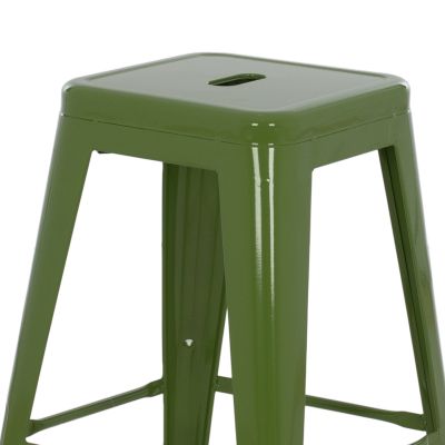 BAR STOOL MEDIUM HEIGHT MELITA HM8573.53 METAL IN LIGHT OLIVE GREEN 43x43x67Hcm.