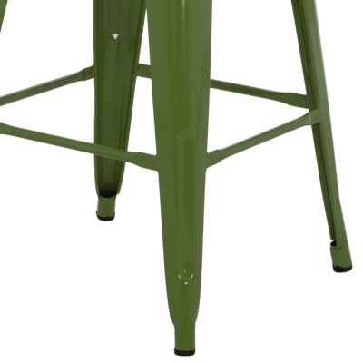 BAR STOOL MEDIUM HEIGHT MELITA HM8573.53 METAL IN LIGHT OLIVE GREEN 43x43x67Hcm.