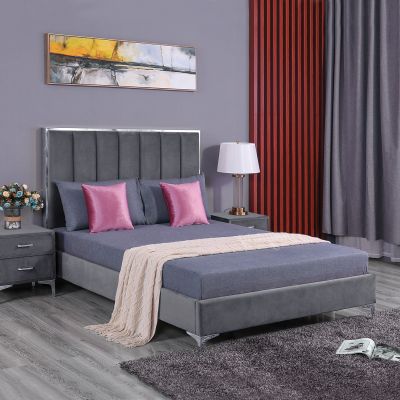 HM590.01 BED AVIGNON 160x200cm VELVET GREY