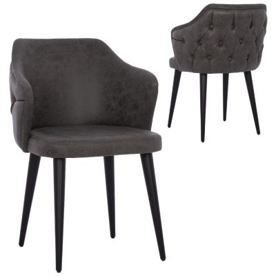 ARMCHAIR PROFESSIONAL “THERESA” HM9263.11 GREY NUBUCK FABRIC WITH WOODEN LEGS 56x60x84H CM.