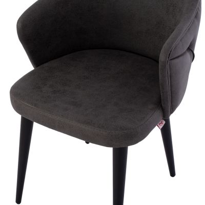 ARMCHAIR PROFESSIONAL “THERESA” HM9263.11 GREY NUBUCK FABRIC WITH WOODEN LEGS 56x60x84H CM.